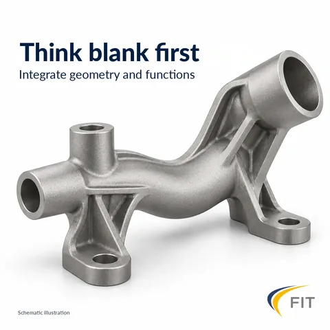 Designing the blank first: A-MIM blank with integrated ribs, ports and mounting tabs