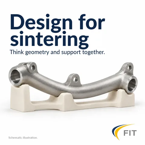 Considering sintering: curved part resting on a contoured ceramic setter