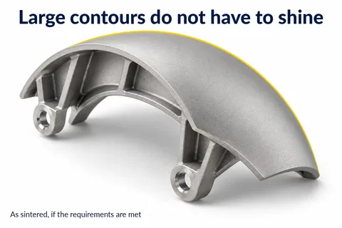 Large contours do not need to shine: large-area half shell in the as-sintered state when the requirements are met