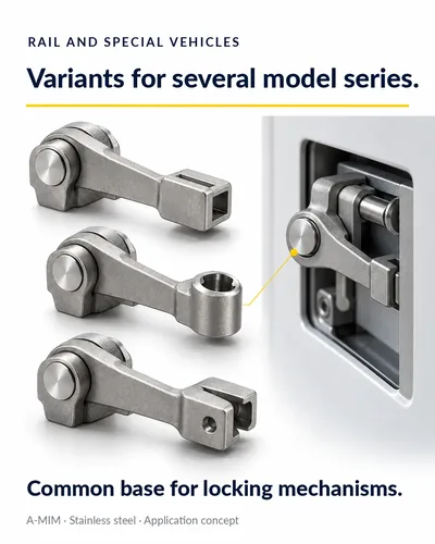 Rail and special vehicles: three variants of a latch lever on a common base