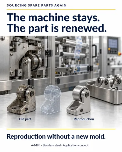 Procuring spare parts again: the machine stays, the part comes new – old part next to a precise reproduction