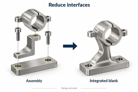 Reducing interfaces: a bolted assembly of three parts becomes one integrated blank