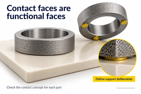 Contact surfaces are functional surfaces: ring-shaped part with deliberately defined support points on the sintering support