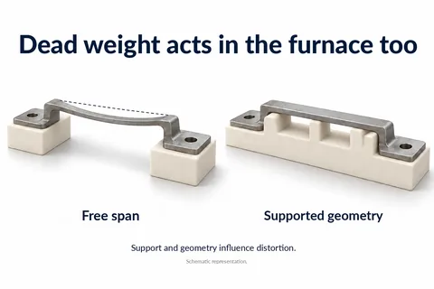 Self-weight also acts in the furnace: a bridge with a free span compared with a geometry supported by support ribs