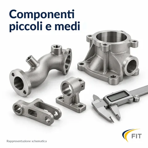Componenti piccoli e medi: tipici componenti A-MIM accanto a un calibro