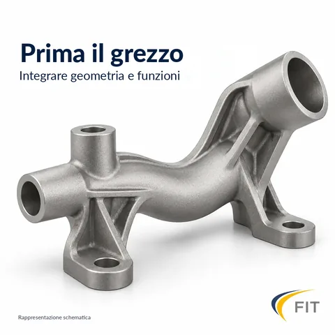 Pensare prima al grezzo: grezzo A-MIM con nervature, attacchi e linguette di fissaggio integrati