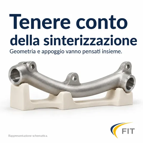 Considerare la sinterizzazione: componente curvo appoggiato su un setter ceramico sagomato