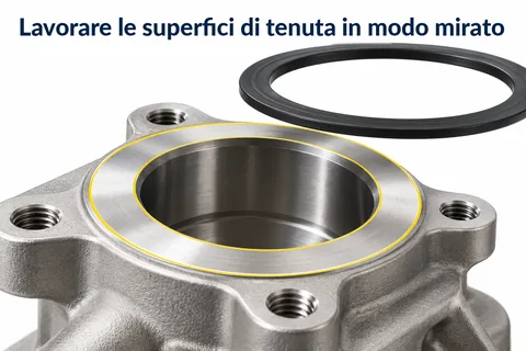 Lavorare in modo mirato le superfici di tenuta: superficie di tenuta della flangia lavorata in piano con guarnizione adatta