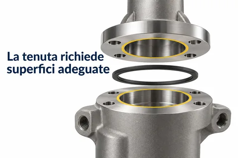 La tenuta richiede superfici adatte: due flange con superfici di tenuta lavorate e guarnizione