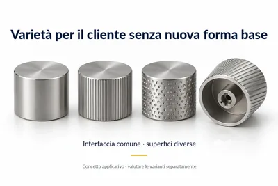 Quattro maniglie con interfaccia comune e diversi motivi superficiali