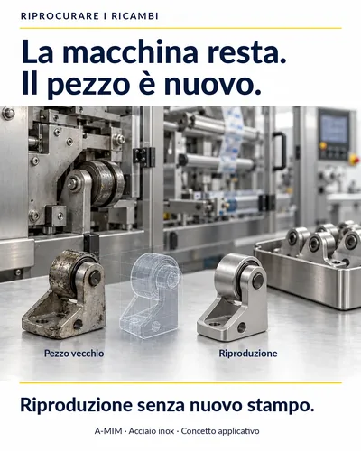 Procurarsi di nuovo i ricambi: la macchina resta, il pezzo arriva nuovo – pezzo vecchio accanto a una rifabbricazione precisa