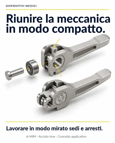 Apparecchi medicali: un meccanismo composto da più singole parti diventa un unico pezzo compatto in acciaio inox