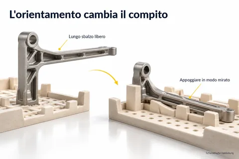 La posizione cambia il compito: un lungo sbalzo libero viene sostenuto appoggiando la geometria in modo mirato nel setter
