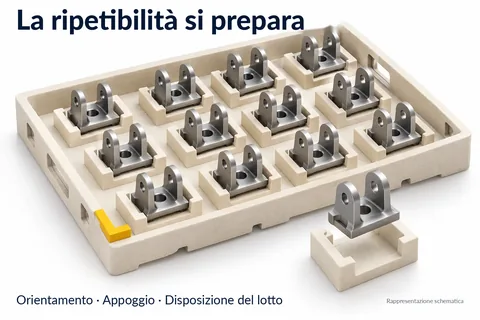 La ripetibilità viene preparata: molti componenti identici in alloggiamenti definiti del setter, orientamento, appoggio e disposizione nella carica